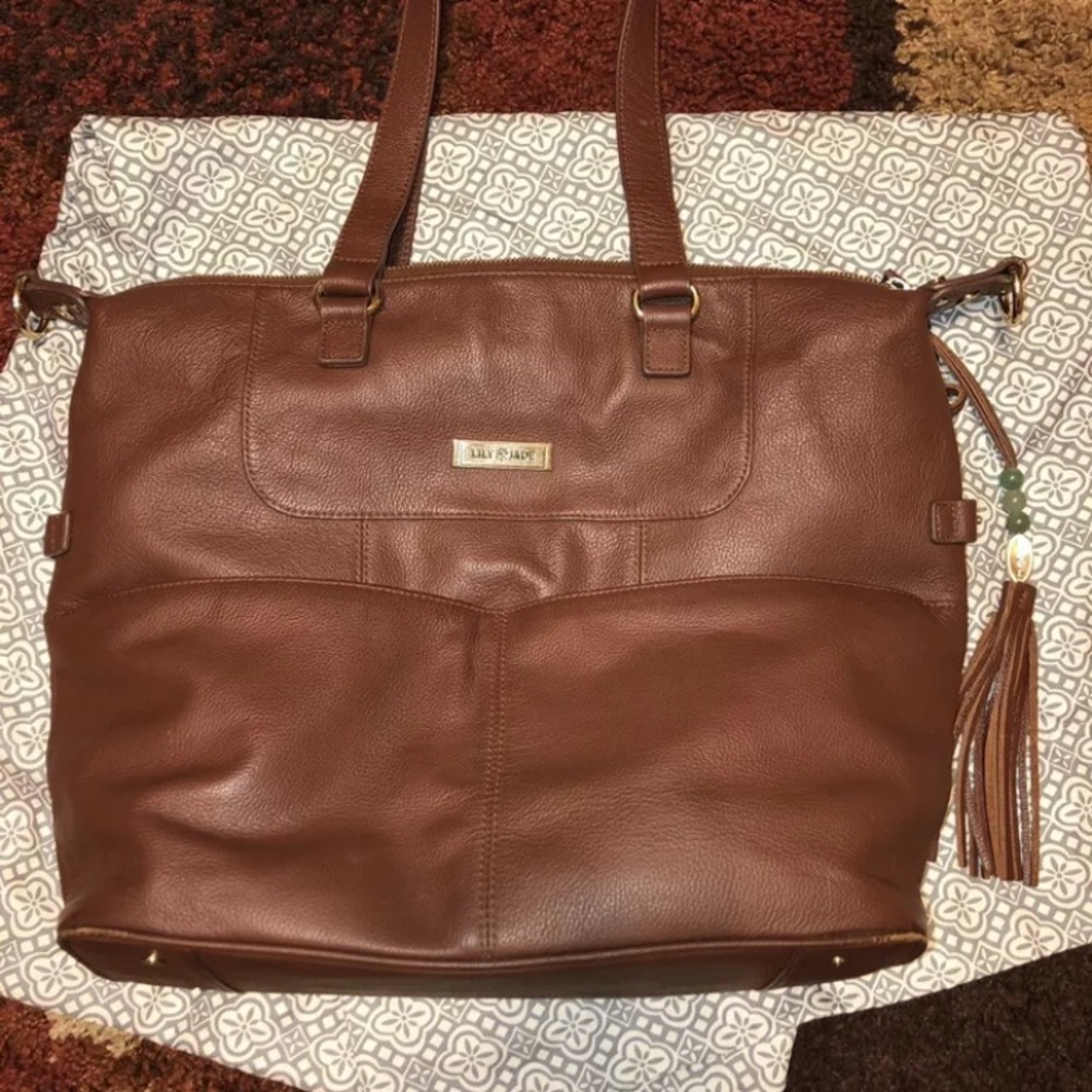 Lily Jade Shaylee in Brandy Leather Diaper Bag